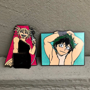 Sexy Needle Girl and Submissive Protag 2 inch pin set