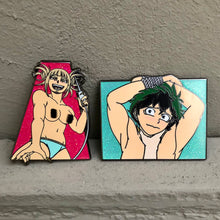 Load image into Gallery viewer, Sexy Needle Girl and Submissive Protag 2 inch pin set
