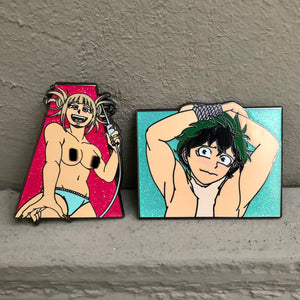 Sexy Needle Girl and Submissive Protag 2 inch pin set